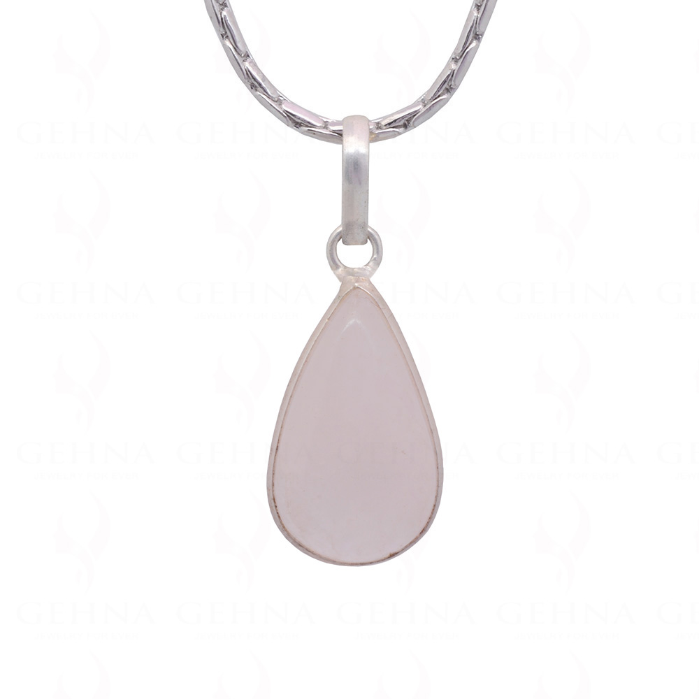 Rose Quartz Pear Shape Stone Studded Silver Plated Pendant GP4869