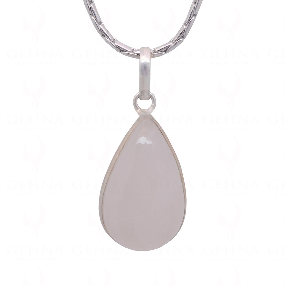 Rose Quartz Pear Shape Stone Studded Silver Plated Pendant GP4872