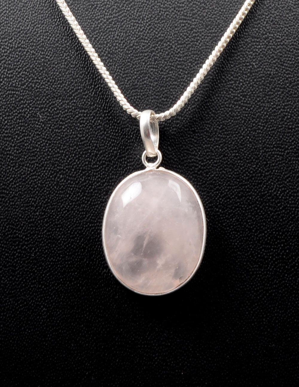 Pink Chalcedony Oval Shape Stone Studded Silver Plated Pendant GP4888