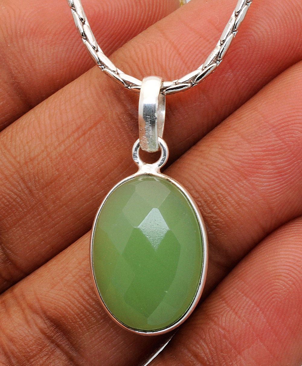 Chalcedony Stone Studded Pendant In .925 Silver Overlay GP4906