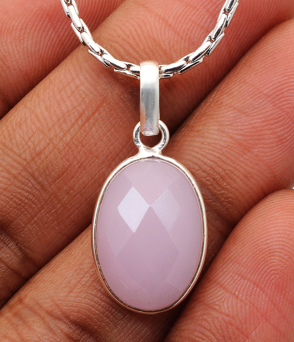 Rose Quartz Gemstone Studded Pendant In .925 Silver Overlay GP4910