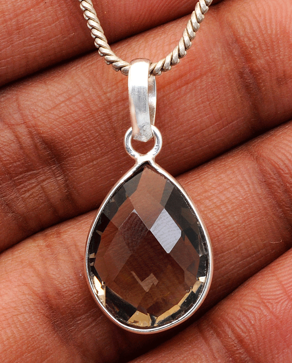 Smoky Quartz Stone Studded Pendant GP4951