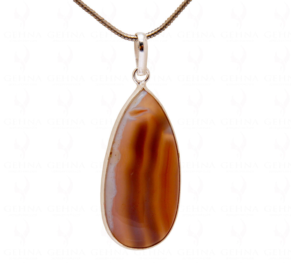 Lace Agate Gemstone Studded Pendant GP5018