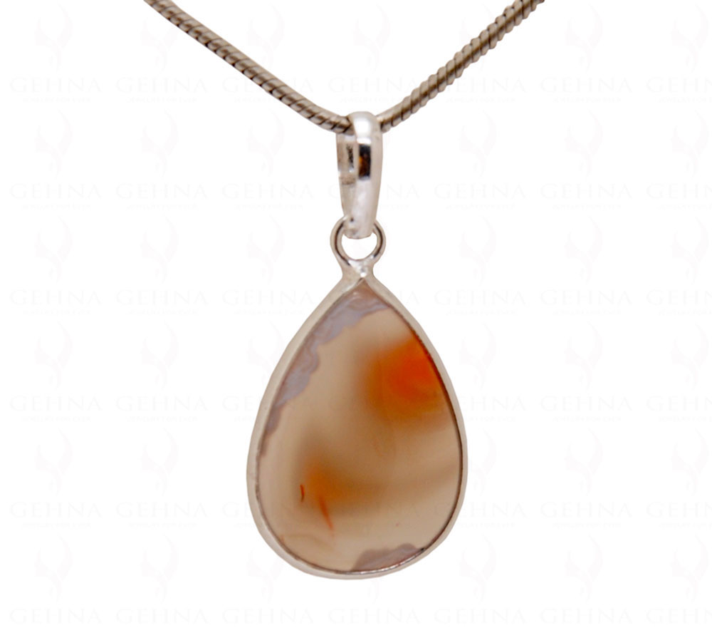 Lace Agate Gemstone Studded Pendant GP5036
