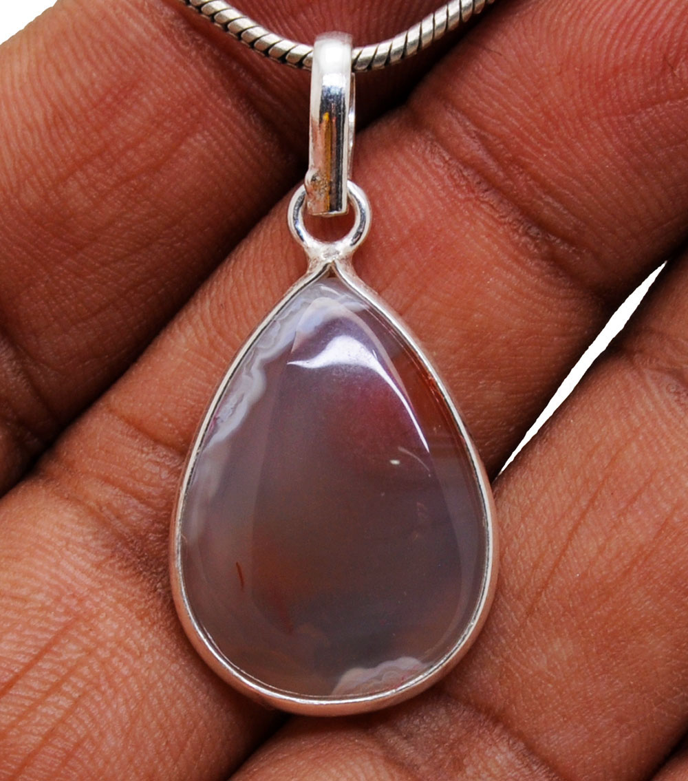 Lace Agate Gemstone Studded Pendant GP5036