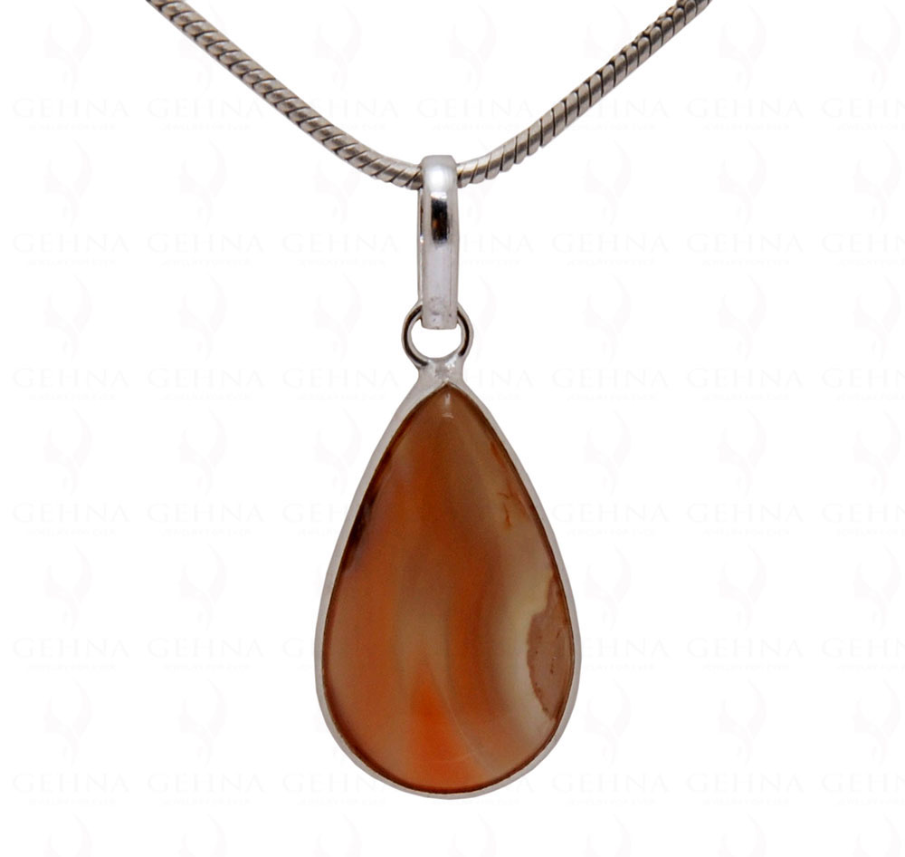 Lace Agate Gemstone Studded Pendant GP5085