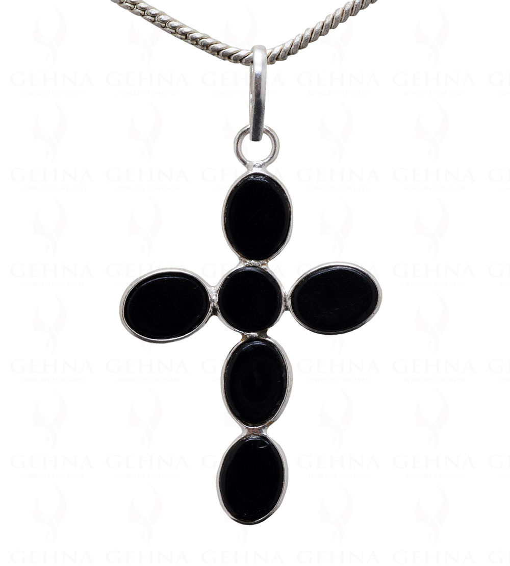 Black Onyx Stone Studded Cross Shaped Pendant – Gp5129