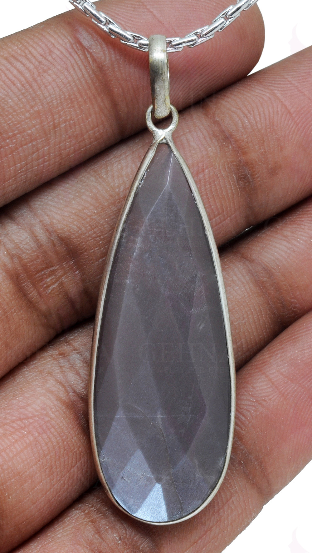 Grey Moonstone Pear Shaped Gemstone Studded Silver Pendant – Gp5158