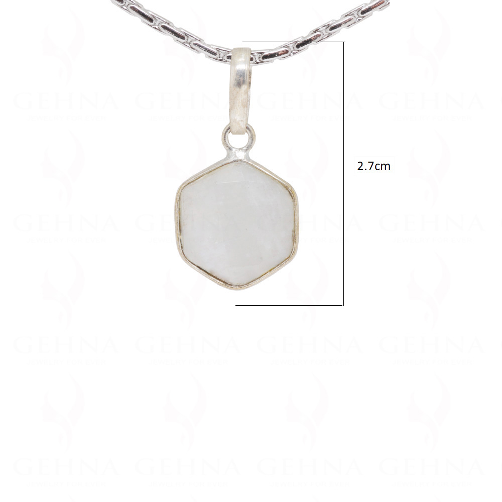 Moonstone Hexagon Shape Gemstone Studded Silver Pendant – Gp5160