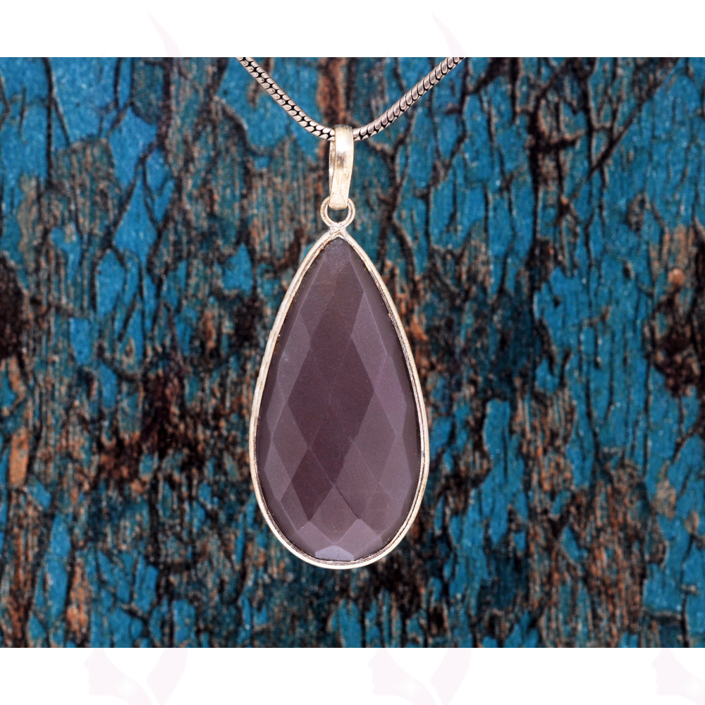 Grey Moonstone Pear Shape Gemstone Studded Silver Pendant – Gp5163