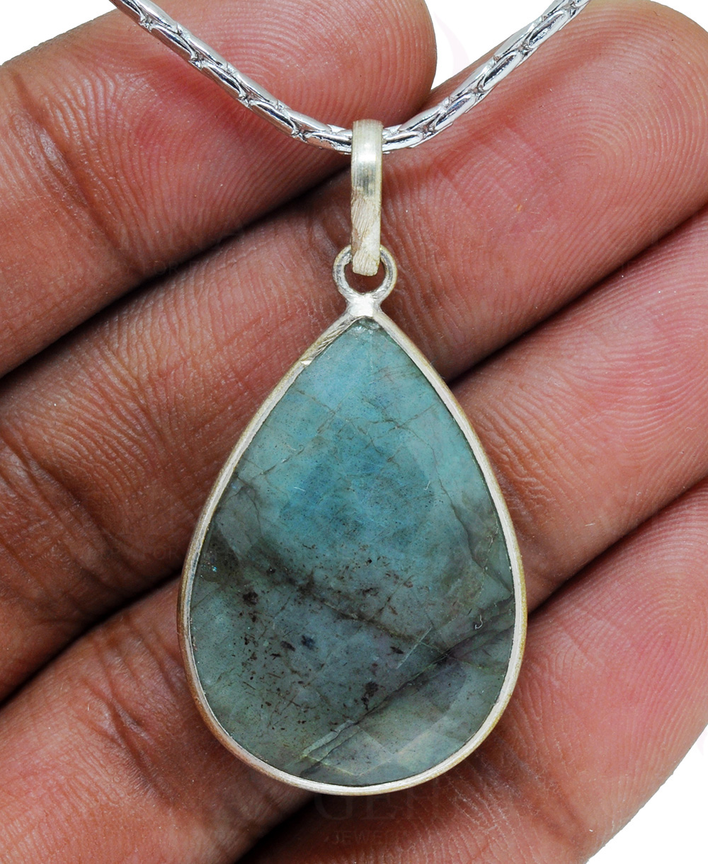 Amazonite Pear Shape Gemstone Studded Silver Pendant – Gp5165