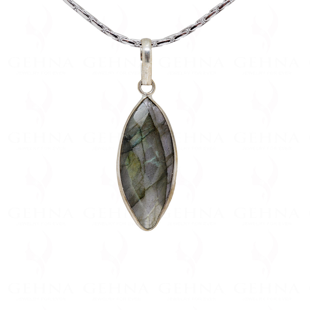 Labradorite Marquise Shape Gemstone Studded Silver Pendant – Gp5166