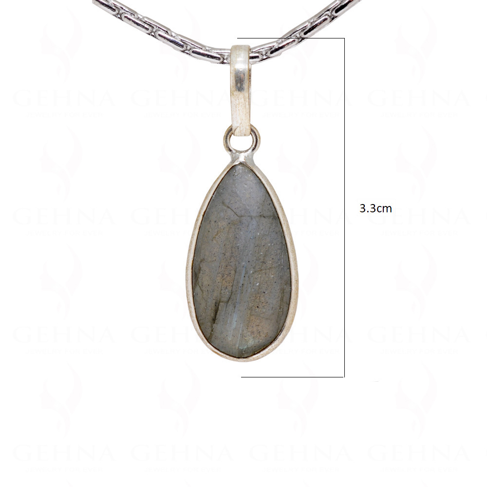 Labradorite Pear Shape Gemstone Studded Silver Pendant - Gp5176