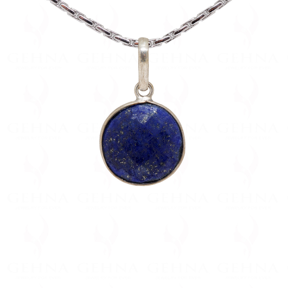 Lapis Lazuli Round Shape Gemstone Studded Silver Pendant – Gp5177