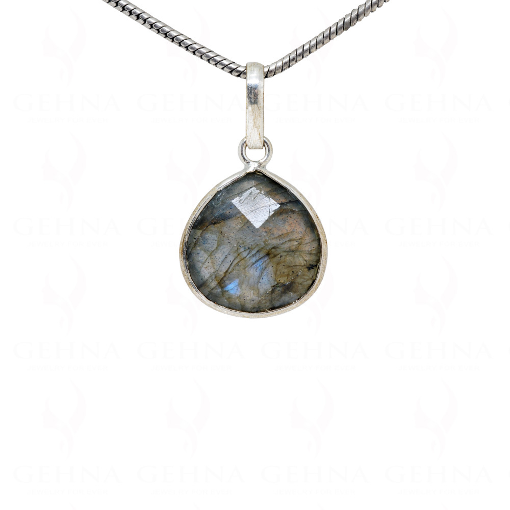 Labradorite Pear Shape Gemstone Studded Silver Pendant – Gp5184