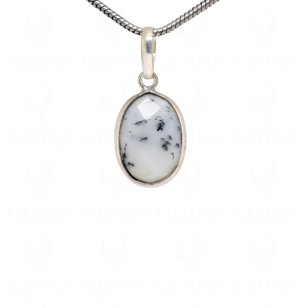 Dalmatian Jasper Round Shape Gemstone Studded Silver Pendant – Gp5198