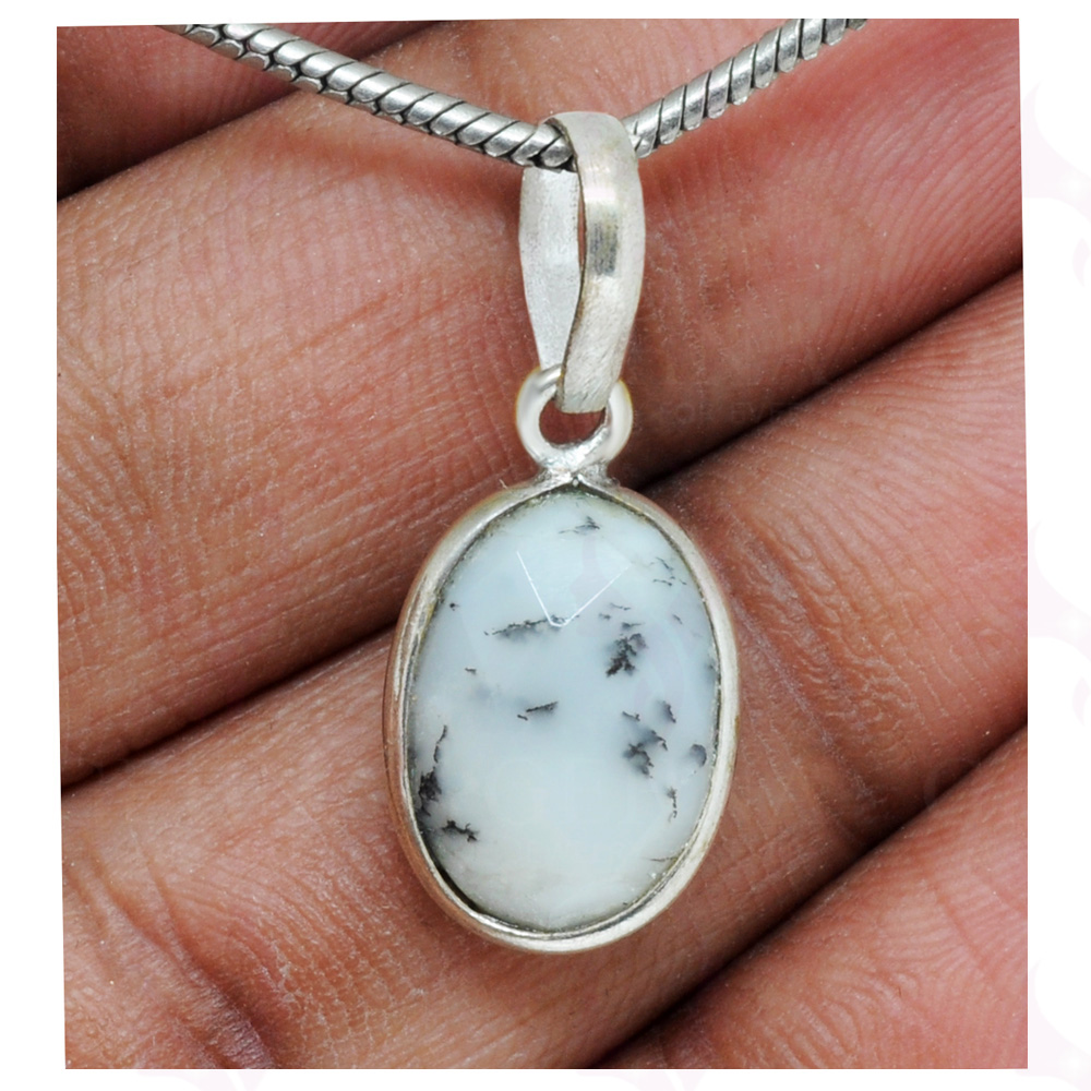 Dalmatian Jasper Round Shape Gemstone Studded Silver Pendant – Gp5198
