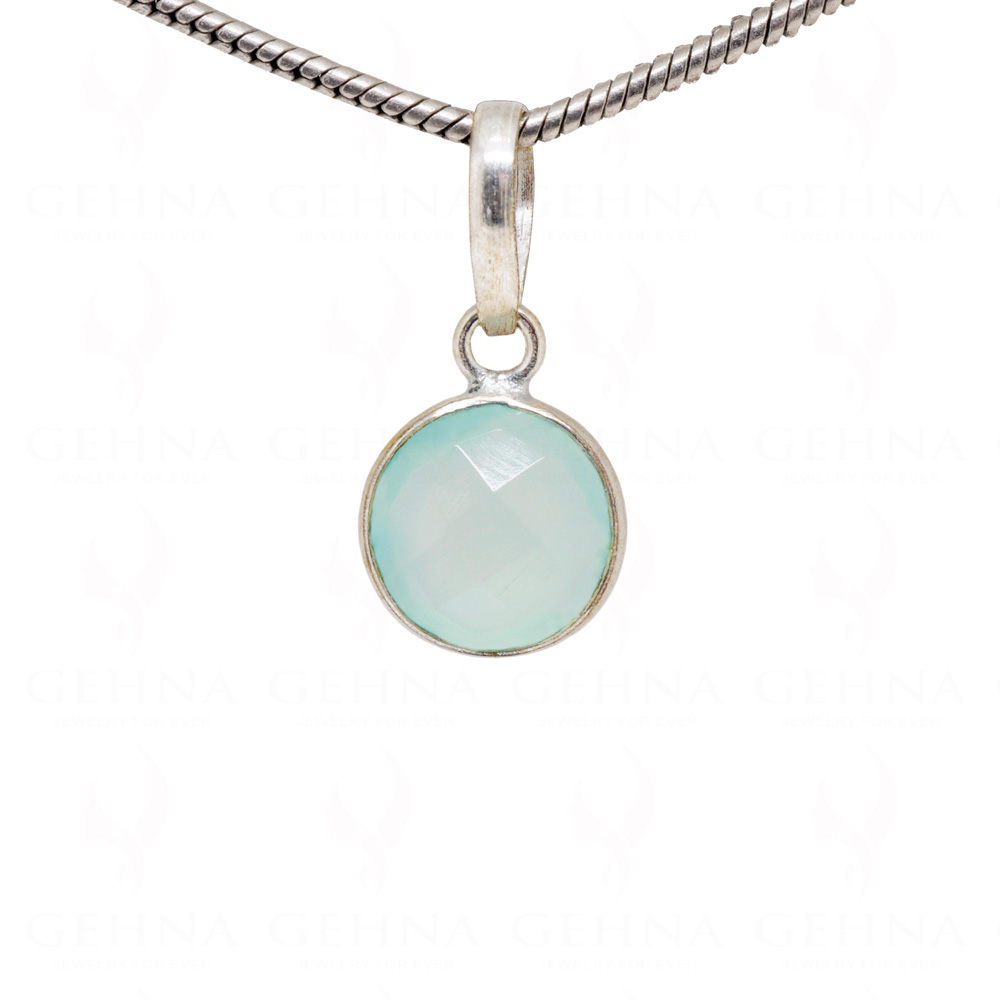 Chalcedony Round Shape Gemstone Studded Silver Pendant – Gp5200