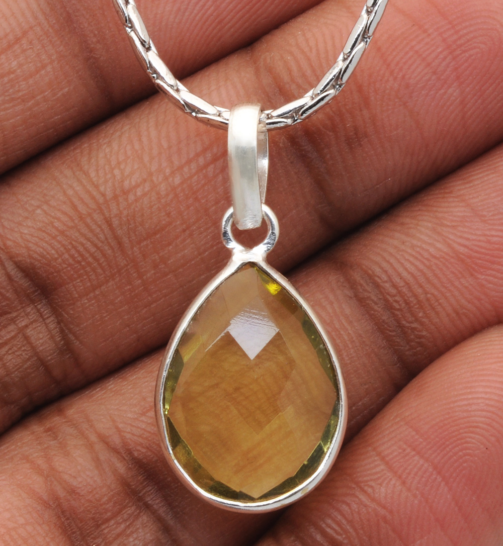 Lemon Topaz Pear Shape Gemstone Studded Silver Pendant – Gp5211