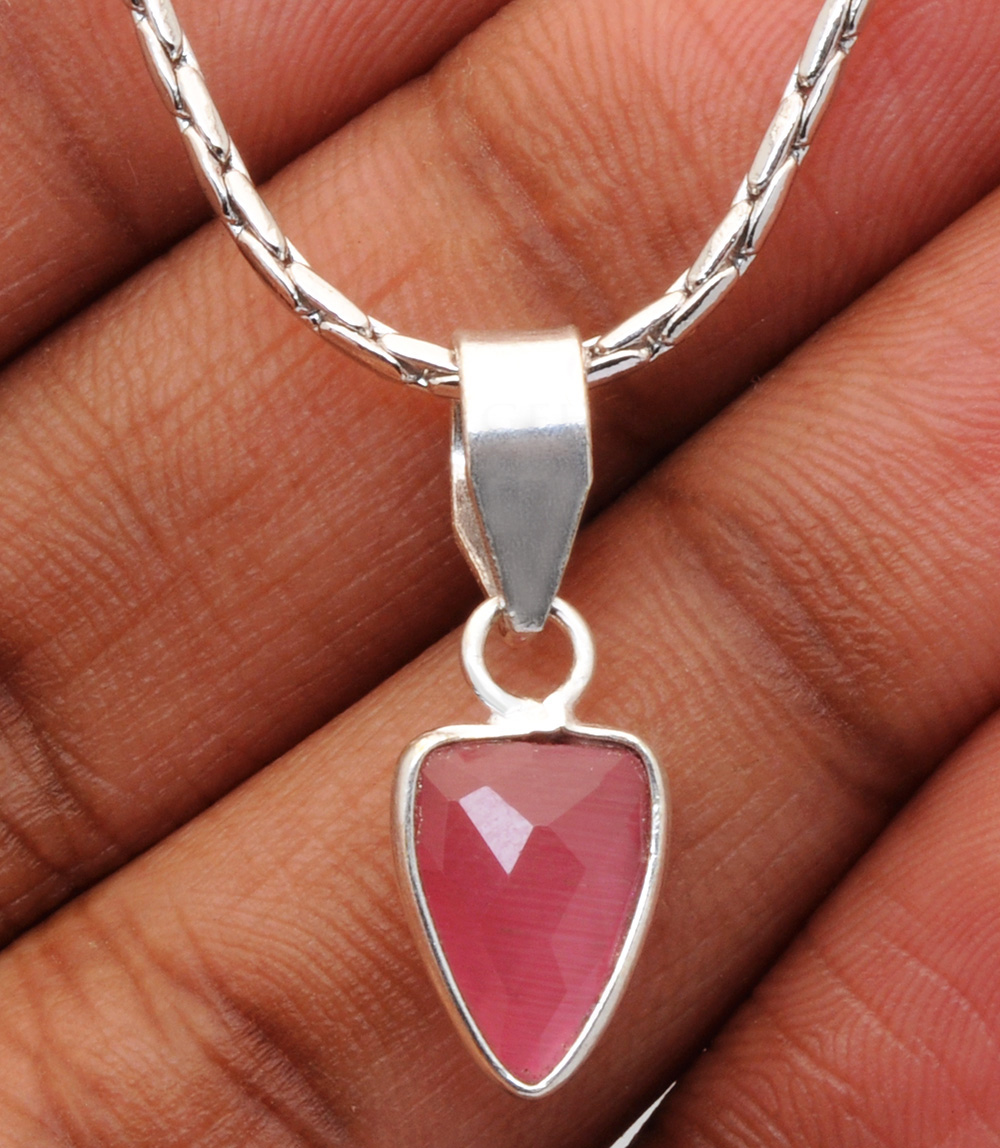 Tourmaline Trilliant Shape Gemstone Studded Silver Pendant – Gp5214