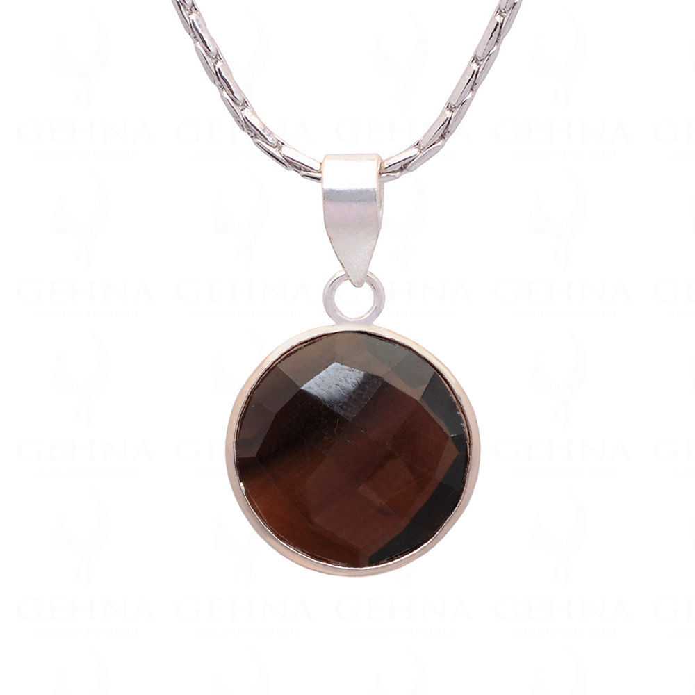 Smoky Round Shape Gemstone Studded Silver Pendant – Gp5216