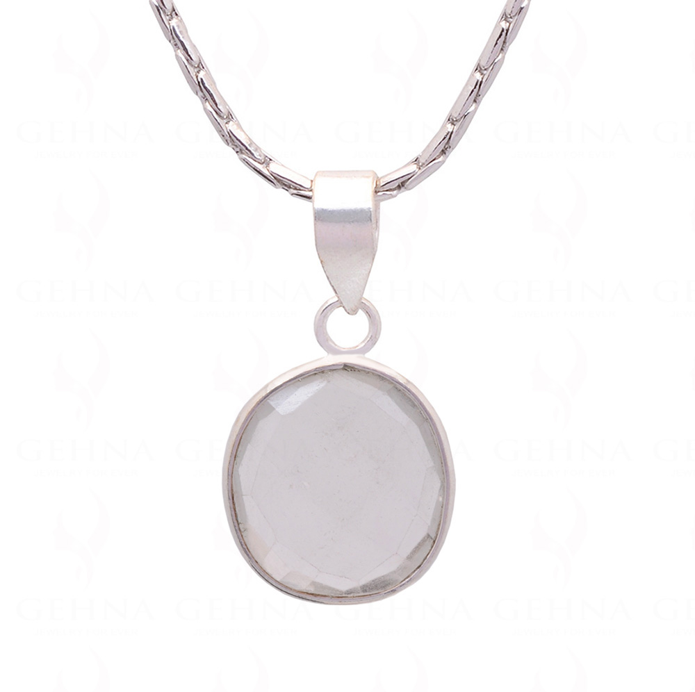 Sapphire Round Shape Gemstone Studded Silver Pendant – Gp5217