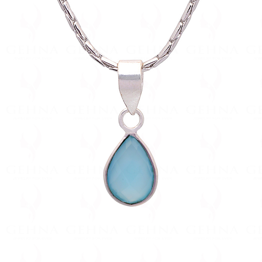 Chalcedony Pear Shape Gemstone Studded Silver Pendant – Gp5227