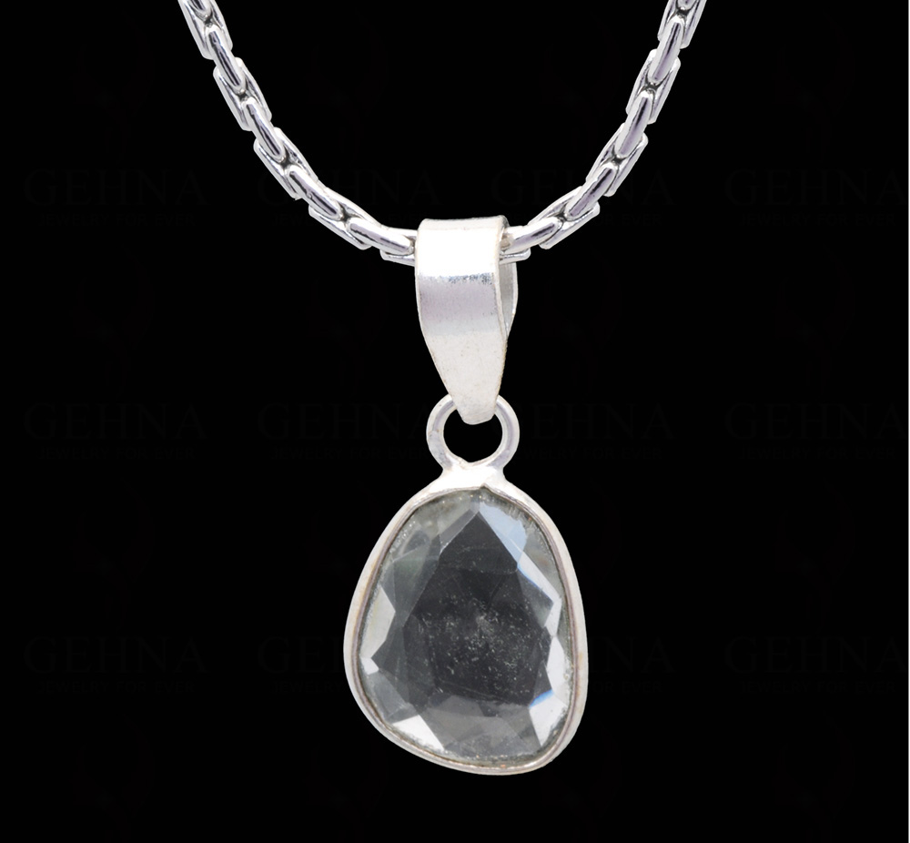 Sapphire Round Shape Gemstone Studded Silver Pendant - Gp5233