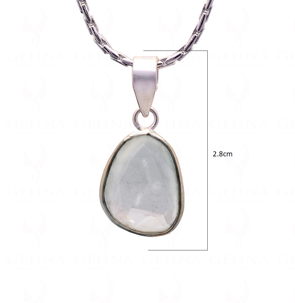 Sapphire Round Shape Gemstone Studded Silver Pendant - Gp5233