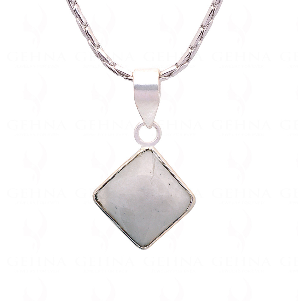 Moonstone Square Shape Gemstone Studded Silver Pendant – Gp5240