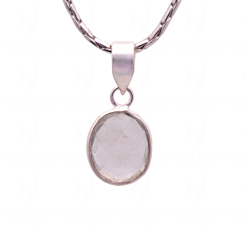 Sapphire Round Shape Gemstone Studded Silver Pendant – Gp5242