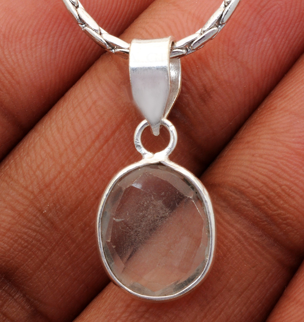 Sapphire Round Shape Gemstone Studded Silver Pendant – Gp5242