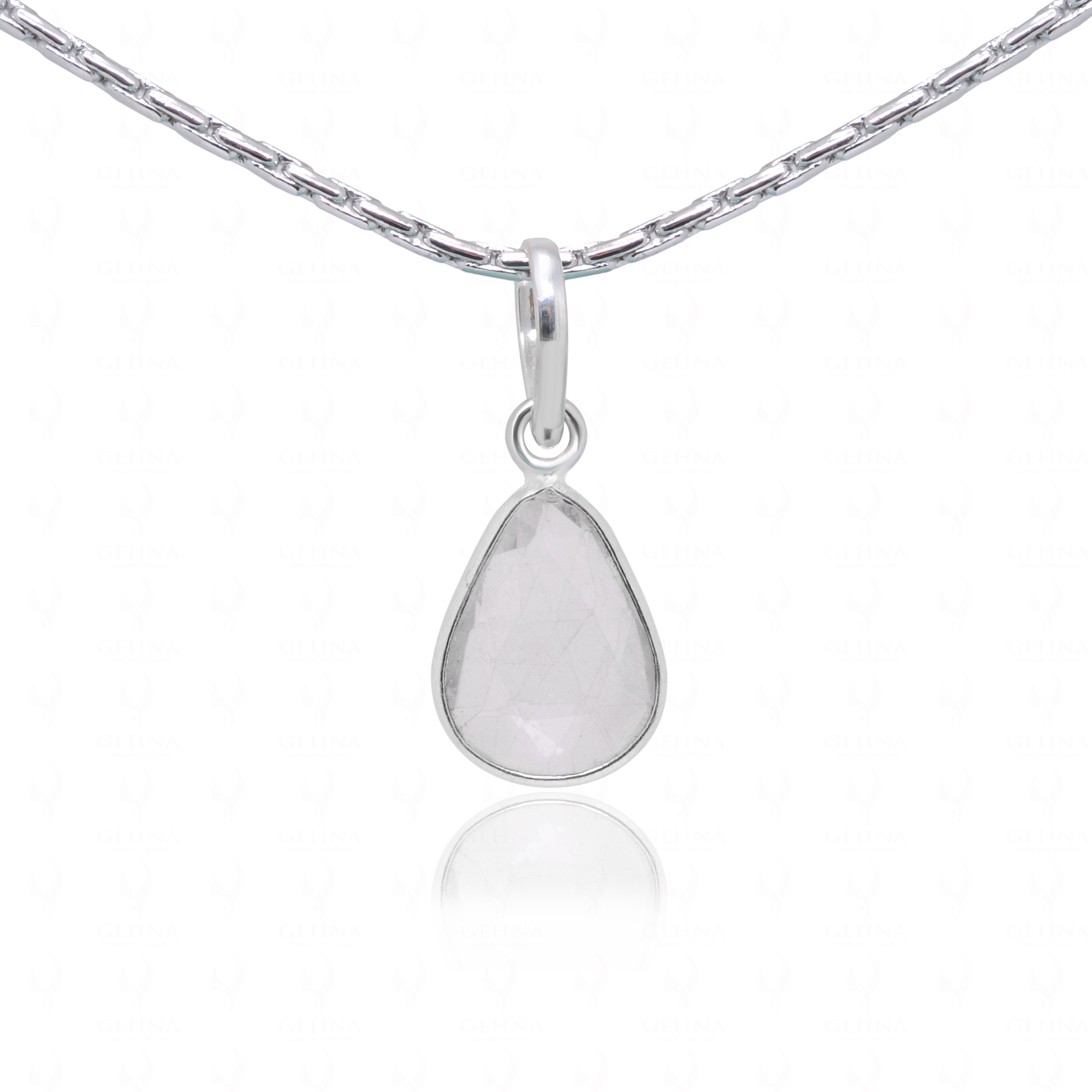 Rock Crystal Pear Shape Gemstone Studded Silver Pendant – Gp5259