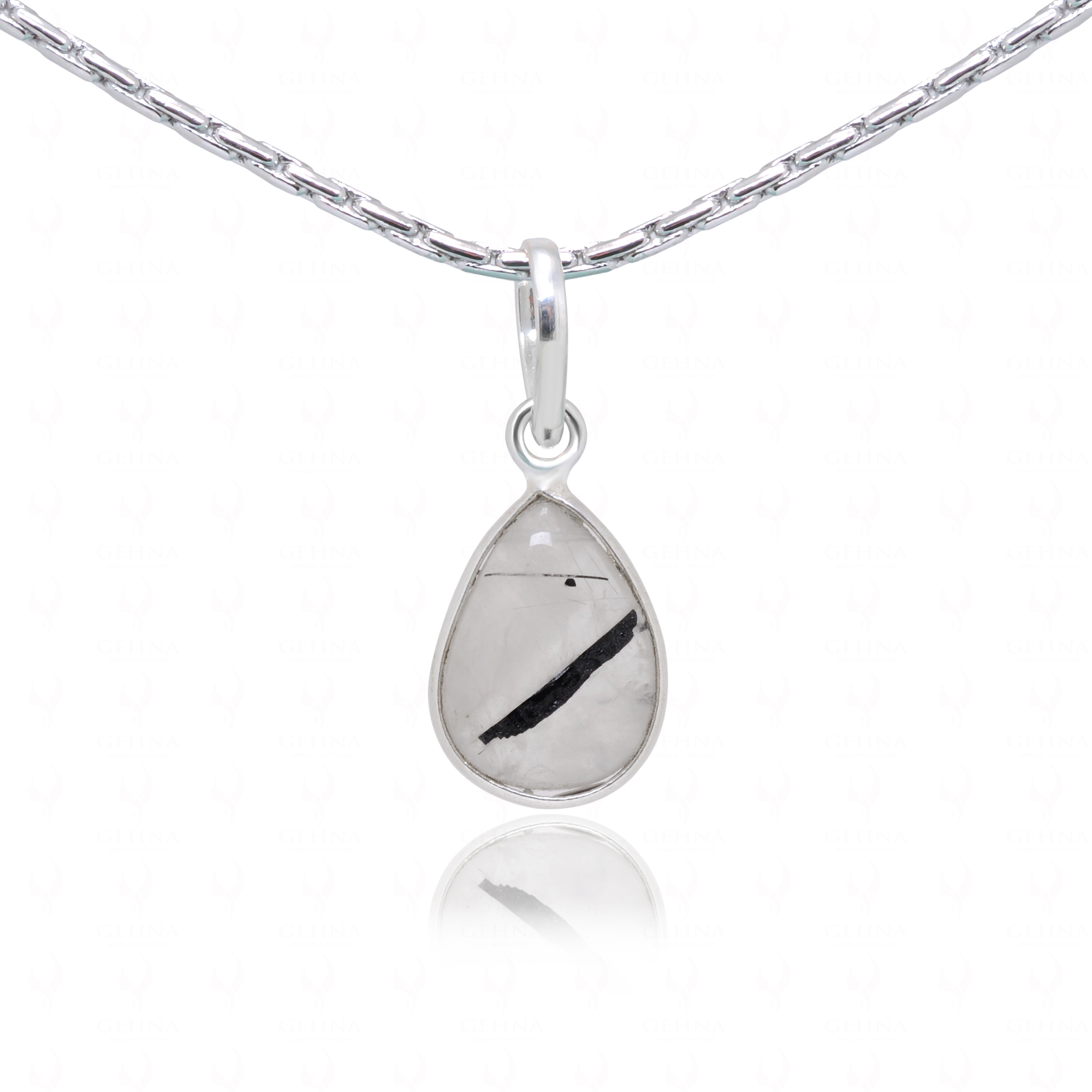 Rutile Quartz Pear Shape Gemstone Studded Silver Pendant – Gp5260