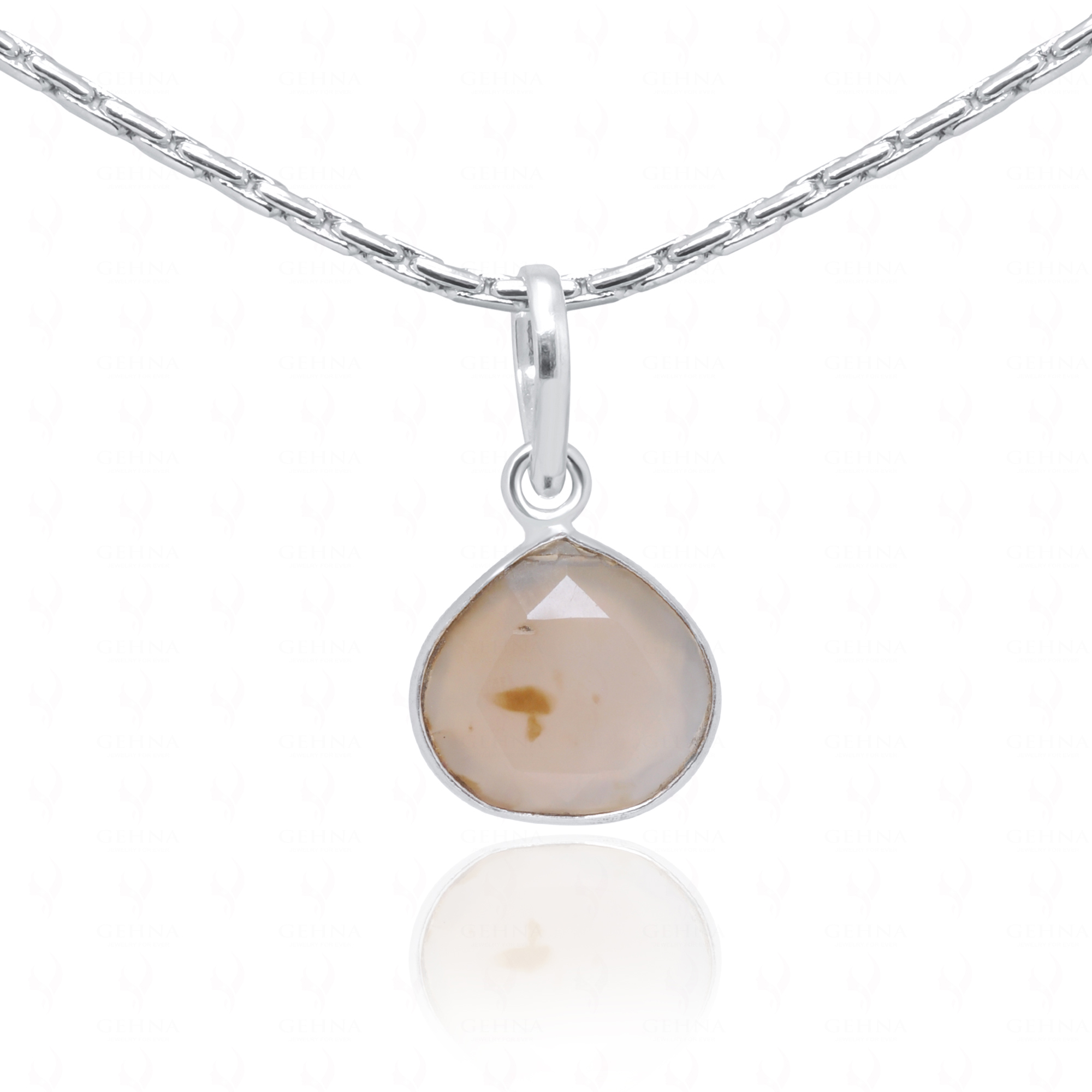 Chalcedony Pear Shape Gemstone Studded Silver Pendant – Gp5287