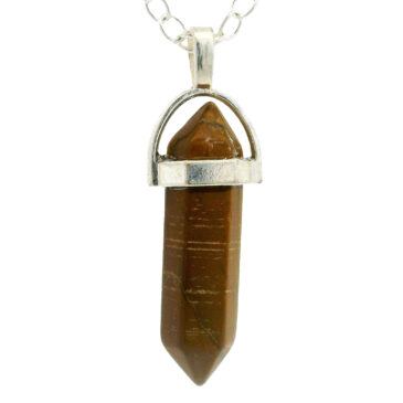 Tiger Eye’S Pencil Pendant For Protection & Positivity Silver Plated
