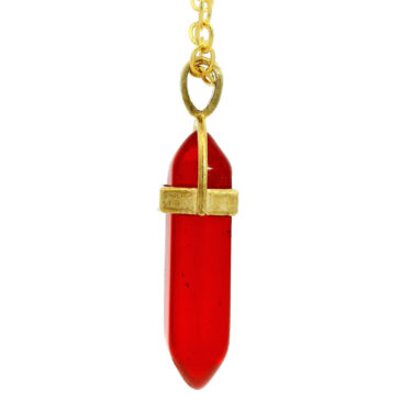 Red Jasper Pencil Pendant For Protection & Positivity Gold Plated