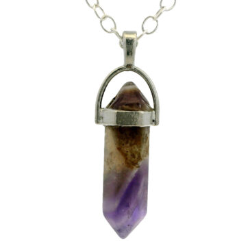 Amethyst Pencil Pendant For Protection & Positivity Silver Plated