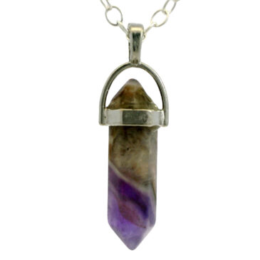 Amethyst Pencil Pendant For Protection & Positivity Silver Plated