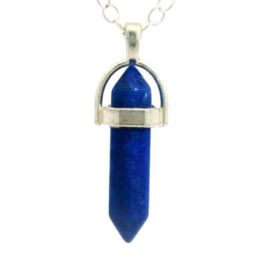 Lapis Lazuli Pencil Pendant For Protection & Positivity Silver Plated