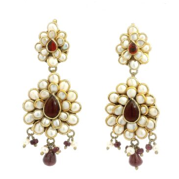 Ruby & Pearl Studded Pacchi Art Earrings