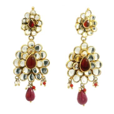 Ruby & White Topaz Studded Pacchi Art Earrings