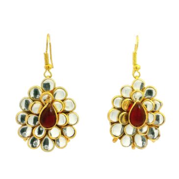 Ruby & White Topaz Studded Pacchi Art Earrings