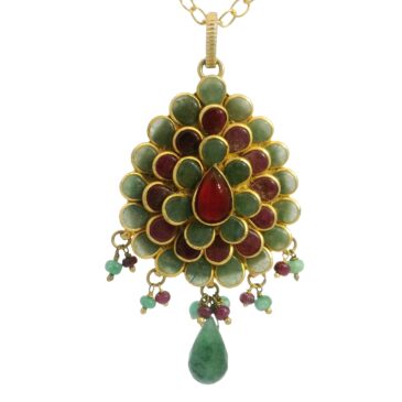 Ruby & Emerald Gemstone Studded pacchi Pendant