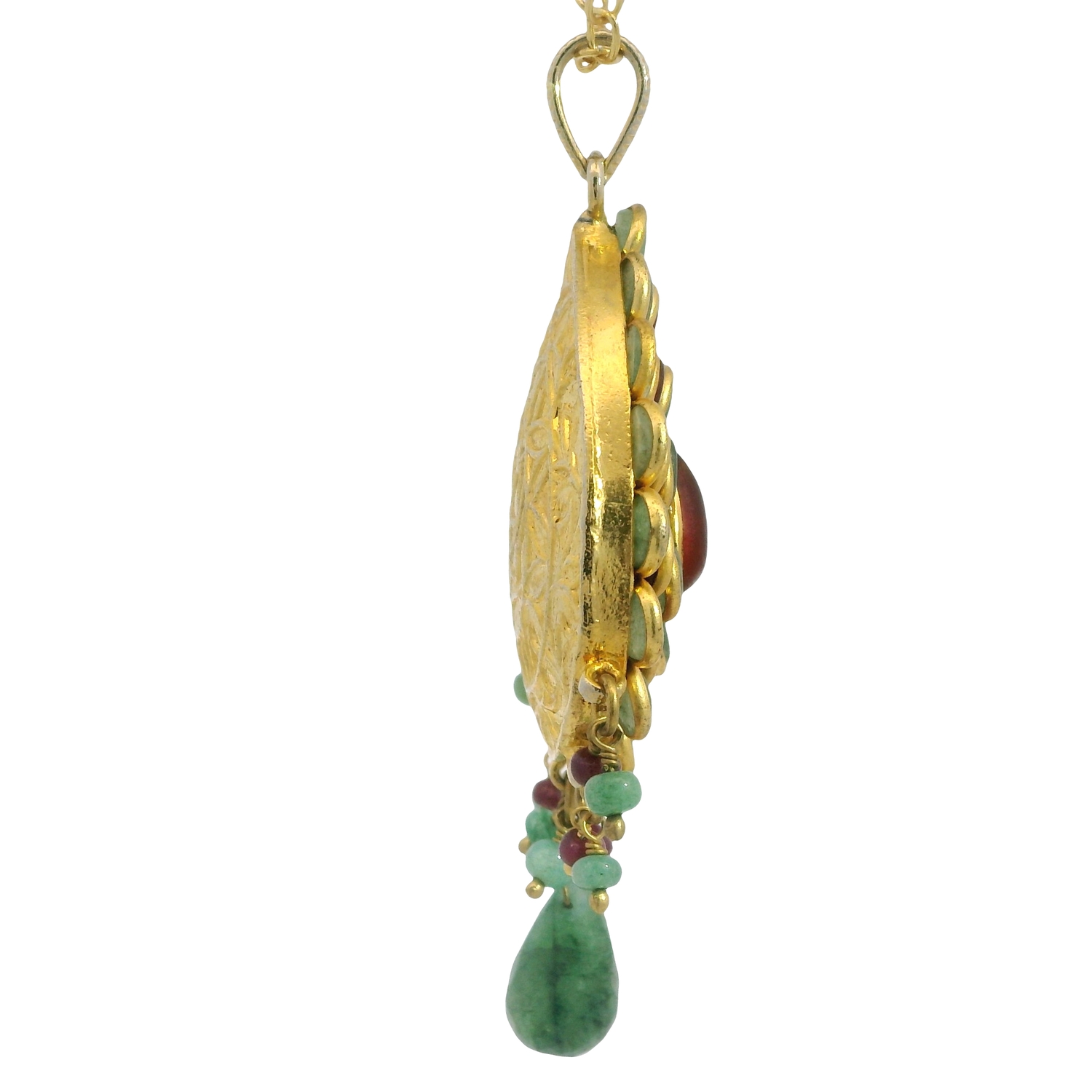 Ruby & Emerald Gemstone Studded pacchi Pendant - Image 4