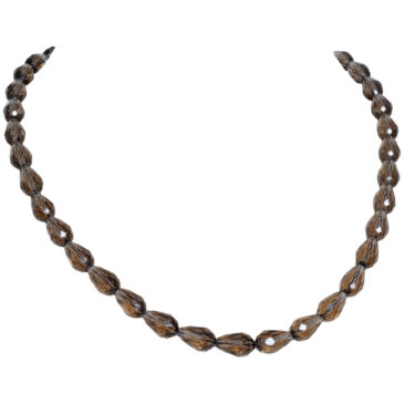 Smoky Quartz Faceted Drop Shape Beads Necklace For Women