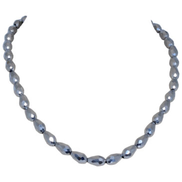 Silver Pyrite Faceted Drop Shape Beads Necklace For Women