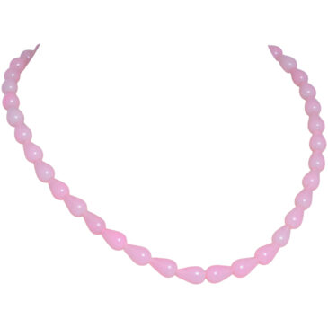 Pink Chalcedony Smooth Drop Shape Beads Necklace For Women