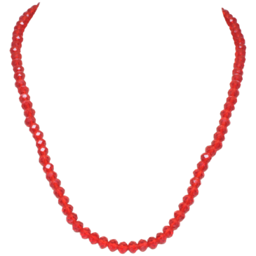Red Color Crystal Faceted Beads Necklace For Women