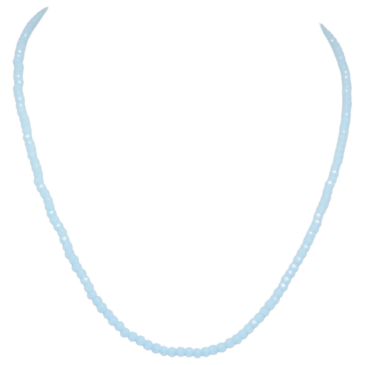 Blue Chalcedony Color Zircon Faceted Beads Necklace For Women